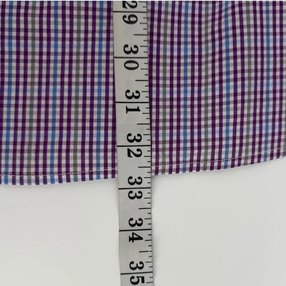 Nick Graham Everywhere Modern Fit Men's Purple Gingham Dress Shirt & Tie X-Large - Picture 9 of 9
